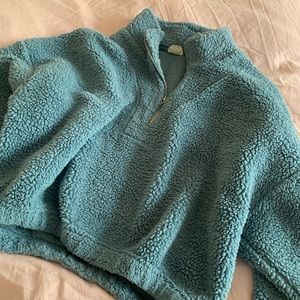 Cotton on blue cropped sherpa half zip